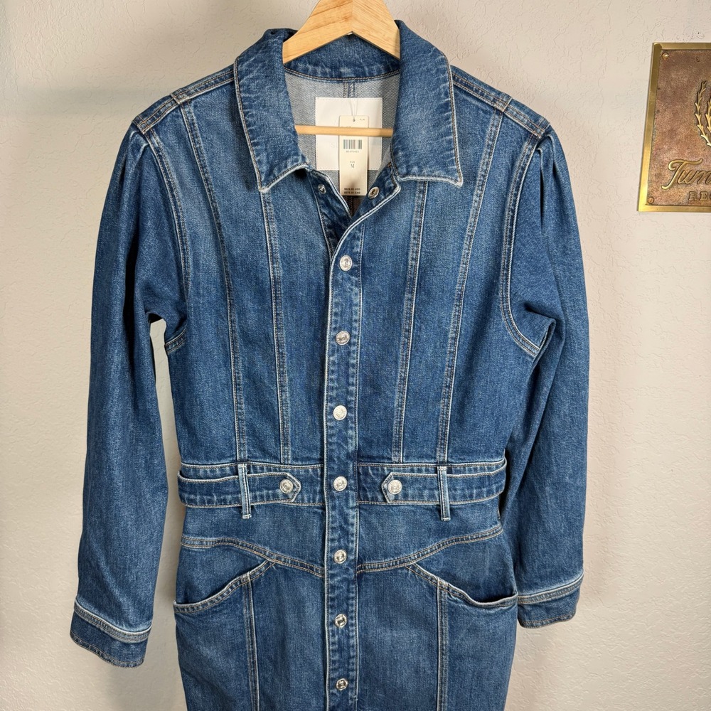 Mother Superior Womens‎ Denim Mini Dress Medium Wash Blue Long Sleeve Size M NEW - Picture 2 of 12